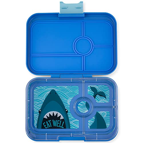 Yumbox Tapas Leakproof Bento Box, 4 Compartments, True Blue Shark | Large Capacity Design | Sandwich-Friendly | Removable Compartment Tray | Easy-Open Single Latch | Ideal for Teens & Adults - color: True Blue - Shark