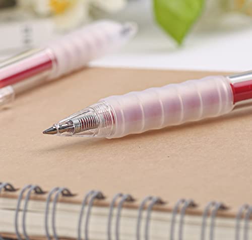 czxwyst GP270 Refillable & Retractable Gel Ink Pens with Soft Grip Large Capacity 0.5mm Fine Point 12-Pack (Red) - color: Red