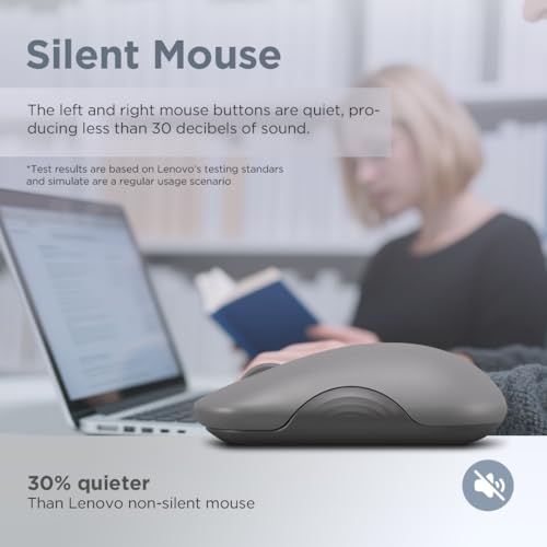 Lenovo 350 Wireless Bluetooth Mouse, Silent Click, 3 Level DPI (1000, 1600, 2400), 36 Month Battery Life, 2 Device Pairing, Luna Grey - color: Luna Grey