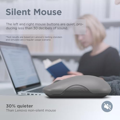Lenovo 350 Wireless Bluetooth Mouse, Silent Click, 3 Level DPI (1000, 1600, 2400), 36 Month Battery Life, 2 Device Pairing, Luna Grey - color: Luna Grey