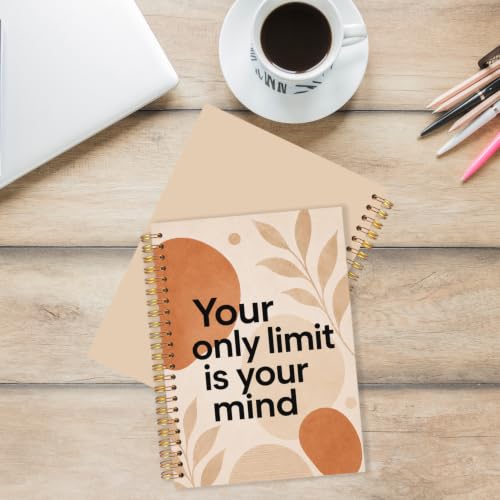 Motivational Gifts Spiral Notebook for Women Men 5.5x8.3 Inch | Inspirational Gifts for Women Men,Your Only Limit Is Your Mind Positive Affirmations Boho Botanical Neutral Notebook Journal - color: Bohemian plant style white