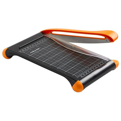 Fiskars 9" Recycled Bypass Guillotine Paper Cutter, Self-Sharpening Blade | Craft Paper, Cardstock and Photo Trimmer, Suitable for Traveling