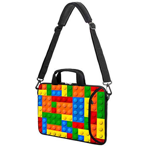 AMARY 13" 13.3" laptop sleeve chromebook case adjustable shoulder strap with handle accessory pocket (Puzzle) - color: Puzzle