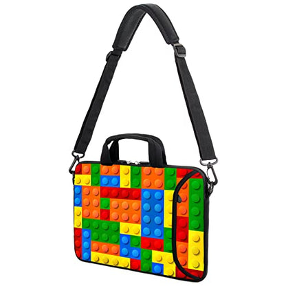 AMARY 13" 13.3" laptop sleeve chromebook case adjustable shoulder strap with handle accessory pocket (Puzzle) - color: Puzzle