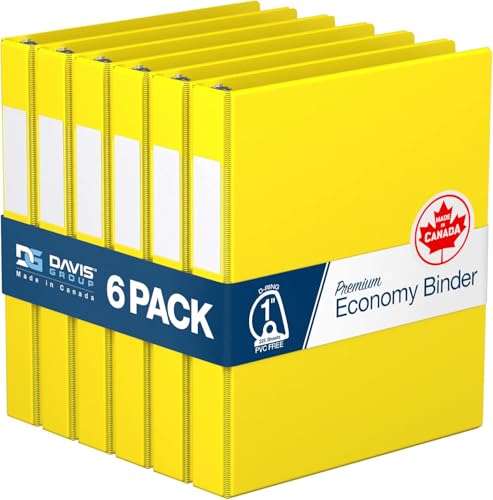 Premium Economy 6-Pack 3-Ring Binders for School or Office, D-Ring Binders, 1 Inch, Yellow - color: Yellow, size: 1 Inch
