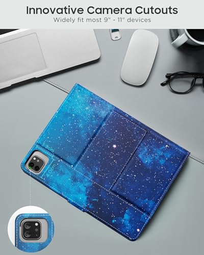 MoKo Universal Tablet Case with QWERTY Keyboard for 9",9.7",10.1",10.2",10.4",10.5",10.9",11" Tablet, with Removable Wireless Bluetooth Keyboard&Pen Holder for iPad Samsung Fire Pixel, Blue Starry Sky - color: Blue Starry Sky