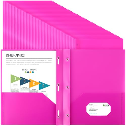 Patelai 48 Pcs Plastic Folders with 2 Pockets and 3 Prongs Home Folders with Card Slot Letter Size Heavy Duty Report Covers for Back to School(Dark Purple,Classic) - color: Dark Purple, style: Classic