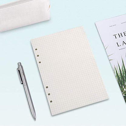 Toplive [3 Pack] A5 Refill Paper - 100GSM Thick 6 Hole Filler Inserts, 135 Sheets (270 Pages) for 6 Ring Binder Journal Notebook, Squared - style: 3Pack Grided Paper