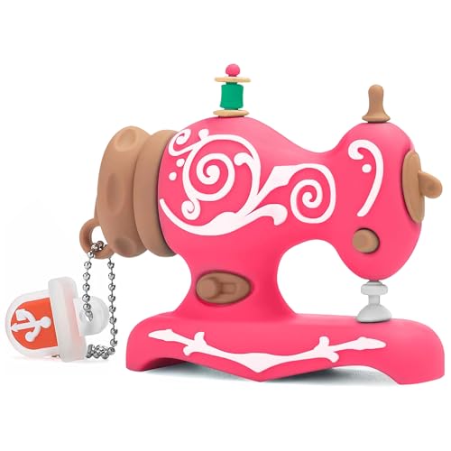 BorlterClamp 32GB USB Flash Drive Cute Cartoon Sewing Machine Model Memory Stick, Gift for Students and Children (Rose Red) - color: 32GB rose red