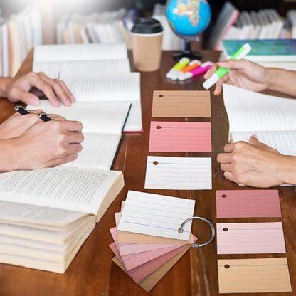 Epakh 300 Pieces Lined Index Cards 180 GSM Thick Flash Cards with Rings Notecards Punched Back to School for Studying Adults Home College Office(2 x 3 Inch,Yellow Series) - color: Yellow Series, size: 2 x 3 Inch