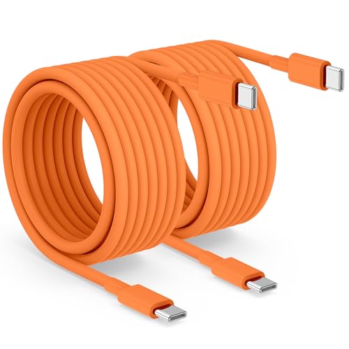 2pack 10ft USB C to C Cable, 60W Type C to Type C Fast Charging Cord for iPhone 17 16 15 Pro, Pro Max, Plus, iPad Pro, MacBook Air 13 inch, iPad Pro, Air, for Samsung Galaxy S25 and More, Orange - color: Orange, size: 10FT