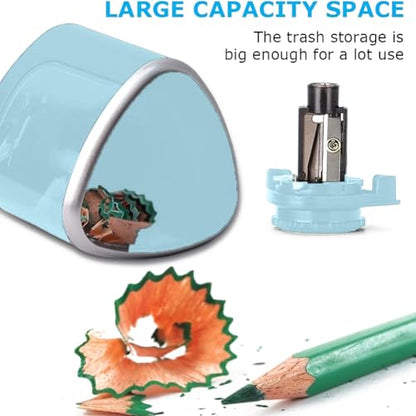 1PCS Pencil Sharpener Battery Operated, Quick Sharpening, Suitable for NO.2/Color Pencils(6-9 mm) Portable Electric Pencil Sharpener(Blue) - color: Blue