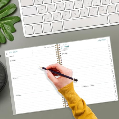 2026-2027 Planner - Weekly Monthly Planner 2026-2027 from July 2026 to June 2027 with 12 Monthly Tabs, Flexible Cover, Inner Pocket, 8.5" x 11", Blue Leaf Flower - color: Blue-Leaf-Flower, size: 8.5" x 11"