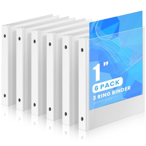 Henoyso 6 Pack 1 Inch Mini 3 Ring Binders 5.5 x 8.5 with Clear Front View Cover, Flexible Plastic A5 Round Ring Binders Bulk Pack, Portable Document Organizer, Holds 200–400 Sheets for School Office - color: White, size: 1 Inch