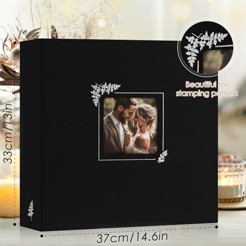 Lanpn Scrapbook Photo Album 12x12, Linen Window Design Cover Top Load 3 Ring Folder Binder Photobook Photo Book 12 x 12 inch with 30 Plastic Sleeves 60 Pages Black - color: Black, size: 12x12"
