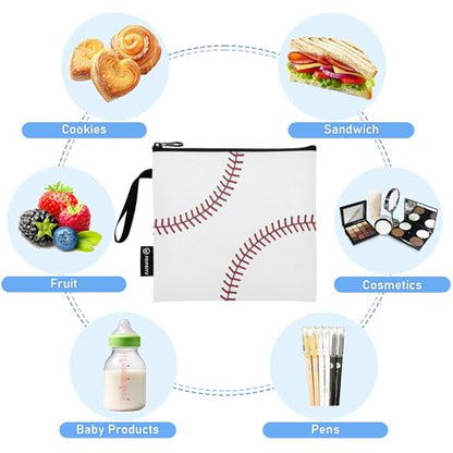 Reusable Food Storage Bags Baseball 3 Pack Set Lunch Bag Compact Sandwich Snack Bag Small Medium Large for Lunch, Travel & Organization - color: Bag 20