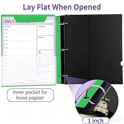 360 Degree Pivotable Binder, Upgraded 3 Ring Binder 1 inch, Flexible Binders 3 Ring, Foldable Three Ring Binders- Green - color: Green, style: 1 PCS Customizable Cover