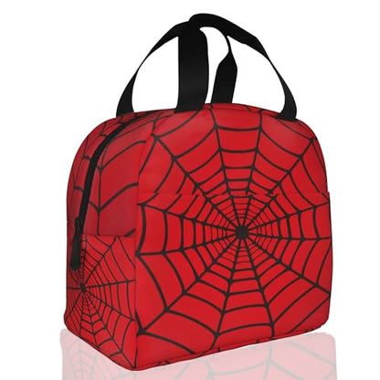 Spider Web Red Insulated Lunch Bag Reusable Lunch Box Women Men,Cooler Thermal Meal Tote for Kids School Student Picnic Office Work - color: Spider Web Red