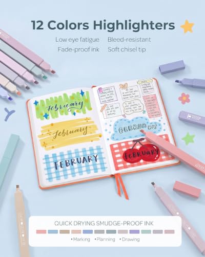 Nicpro 57 PCS Aesthetic Book Annotation Kit with Pen Case, 12 Dual Highlighters, 5 Gel Pens, 6 Mechanical Pencil, 2 Markers 1200PCS Transparent Sticky Notes and Tabs for Bible Study Student Stationary