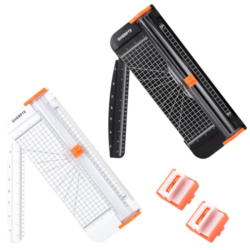 2 Set A4 Paper Cutter 12 Inch Titanium Paper Trimmer Scrapbooking Tool with 2pcs Replacement Blades with Automatic Safety Guard and Side Ruler for Craft Paper,Cardstock,Photo,Coupon, Label - color: Black+white(2 Set)