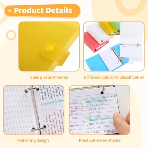 6 PCS Index Card Binder with Dividers,3x5 Inch Index Card Binder,2 Rings Card Binders Organizer Binders Notebook with 60 Pages Sheets for Office Home Elementary School Classroom (6pcs)