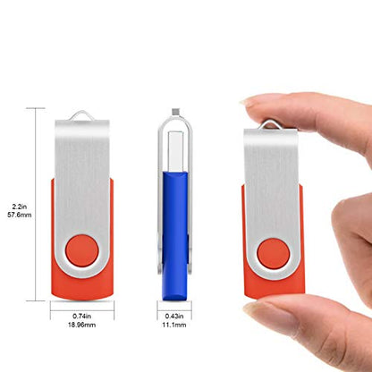 KOOTION 5 Pack 32GB USB 3.0 Flash Drives Swivel USB Stick Thumb Drives with High-Speed Transfer(Colors: Black, Blue, Green, Purple, Red) - color: Blue, Red, Green, Purple, Black, size: 32GB 3.0