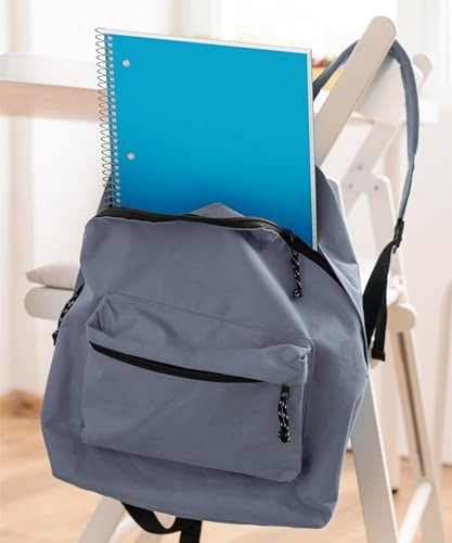 Dunwell 3 Subject Notebook College Ruled (Blue), 150 Sheets (300 Pages), Spiral Notebook 8.5 x 11, Plastic Cover, 3 Pocket Divider Folders, 3-Hole Punched Perforated Paper - color: Blue