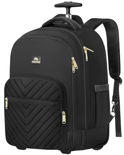 MATEIN Wheeled Backpack, 18 Inch Large Laptop Backpack with Wheels | TSA-Friendly Design, Wet Dry separation pocket, Backpacks with Wheels, 40L Large Capacity, Water Resistant, Multi-Pocket - color: Black, size: 18-inch