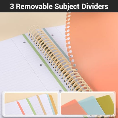 EUSOAR 3 Subject Notebook College Ruled, A4 9.25" x 11.7" Large Lined Spiral Notebook Journal, PP Hardcover Cute Notebook 240 Pages 90gsm Thick Paper with Pocket for Work Office School Supplie - color: Yellow, style: A4 Lined