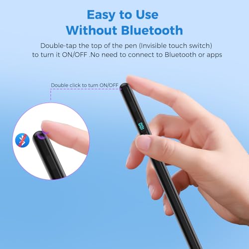 Stylus Pencil for iPad,Compatible with 2026-2018 iPad/Pro/Air/mini（Black） | (5 Extra Tips) with Magnetic Attachment,Tilt Sensitivity Palm Rejection,USB-C Faster Charge - color: Black