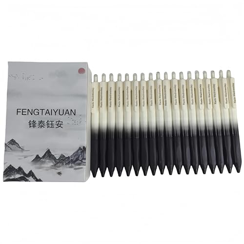 Fengtaiyuan Retractable Gel Pens, 0.5mm ST Precision Tip Quick Dry Black Ink, Gradient Black Barrel with Triangular Silicone Non-Slip Grip, Ergonomic Smooth Pens for Exam School Office [Pack of 18] - color: Black FRW01P18