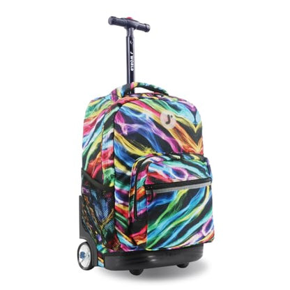 J World Sunrise Kids Rolling Backpack with Wheels for Girls Boys, Roller Bookbag for School, 18 x 13 x 9 Inches, Quantum - color: Quantum
