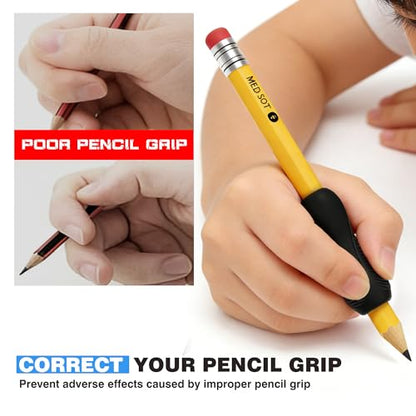 6 Pack Ergonomic Pencil Grips,Triangular Design with Finger Grooves for Children &Arthritis,Soft Non-Slip Silicone,Corrects Grip Position for Writing and Drawing,Left & Right Handed,Black
