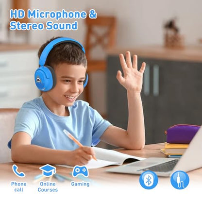 Kids Bluetooth Headphones, Wireless Headphones for Kids, 75/85/94dB Volume Limited, Built-in Mic, Fast Charging, Over-Ear Shark Childrens Boys Teens Headset for School/Tablet/Pad/Travel - style: Shark