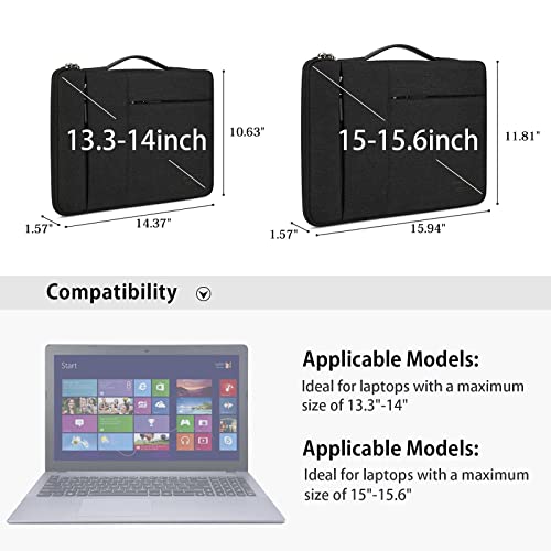 Laptop Sleeve Case 15-15.6 Inch Waterproof Business Computer Carrying Case Portable Handle Briefcase Bag Compatible with 15.6 Inch MacBook Air/Pro 15-15.6 Inch HP Samsung Notebook Black - color: Black, size: 15-15.6 Inch