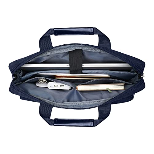 MOSISO Laptop Shoulder Bag 14 inch, 14 inch Computer Bag | Compatible with HP Lenovo Dell ASUS Acer, Dell Latitude with 2 Raised&1 Flapover&1 Horizontal Pocket&Handle&Belt, Navy Blue - color: Navy Blue, size: 14 inch