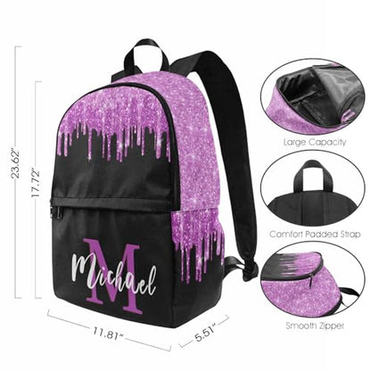 Personalized Girl Backpacks Shiny Pattern Glitter Book Bags for Girls with Name Tie Dye Custom Bookbag Lunch Bags For Girls Boys Customize Book Bag Students Back to School in School Season - color: Color 08