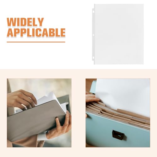 50pcs Clear Protectors Plastic Page Sleeves for Binders Transparent Punched Sheet Sleeves Reinforced Heavy Duty Document Organizers