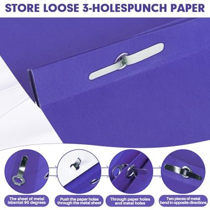 Two Pocket Folders, RAZCC 75 Pack Two Pocket Folders with Prongs, 3 Prong Folders Fit Letter Size Paper, Pocket File Folders for School Office Home Business, Purple - color: Purple