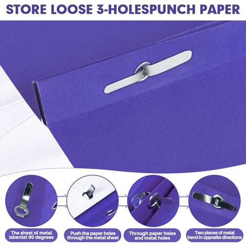Two Pocket Folders, RAZCC 50 Pack Two Pocket Folders with Prongs, 3 Prong Folders Fit Letter Size Paper, Pocket File Folders for School Office Home Business, Purple - color: Purple