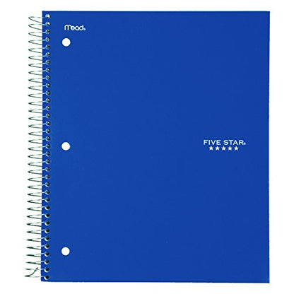 Five Star 06210 Wirebound 3-Subject Notebook, College Rule, 11 x 8 1/2, 150 Sheets, Assorted - size: 150