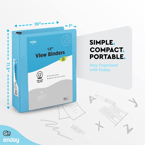 Enday 3 Ring Binder 1.5 Inch, Blue Heavy Duty Three Ring Binder, 325 Sheets Capacity - 1.5 Inch Binder for Home School and Office - color: Blue, size: 1.5-Inch