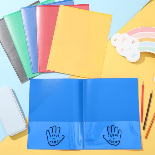 Henoyso 24 Pcs School to Home Folder with Pocket Plastic Heavy Duty Clipboard Folder with Clear Front Pocket Homework Take Home Folders for School Students Parent Teacher Communication(Blue) - color: Blue