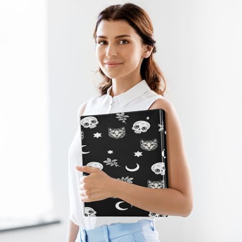 Gothic Moon Skull Cat 3-Ring Binder,1.5 Inch D-Ring Organizer Folder Clipboard Binder for Work Office School - color: Coloe5