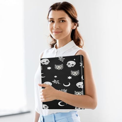 Gothic Moon Skull Cat 3-Ring Binder,1.5 Inch D-Ring Organizer Folder Clipboard Binder for Work Office School - color: Coloe5