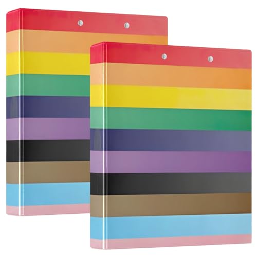 LGBT Pride Flag LGBTQ Rainbow 3 Ring Binders 1.5 Inch Holds 200 Sheets, Decorative Three Ring Binder Basic Binder Notebook for School Office Home 2 Pack - color: Lgbt Pride Flag Lgbtq Rainbow, size: 2 Pack