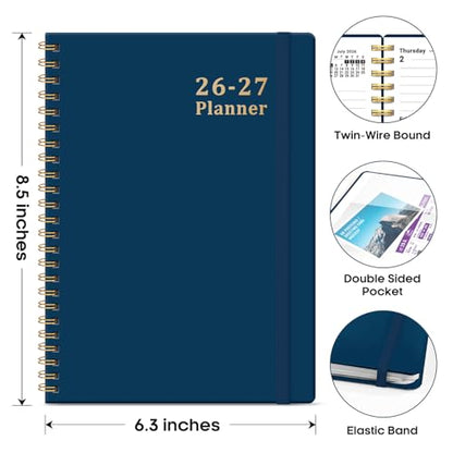 Planner 2026-2027, 6.3" x 8.5" Weekly and Monthly Academic Year Planner Calendar, July 2026 - June 2027, Hardcover Large School Planning Agenda With Tabs, Perfect for School & Office Supplies, A5, Navy Blue - color: F-Navy Blue, size: A5(6.3"x8.5")