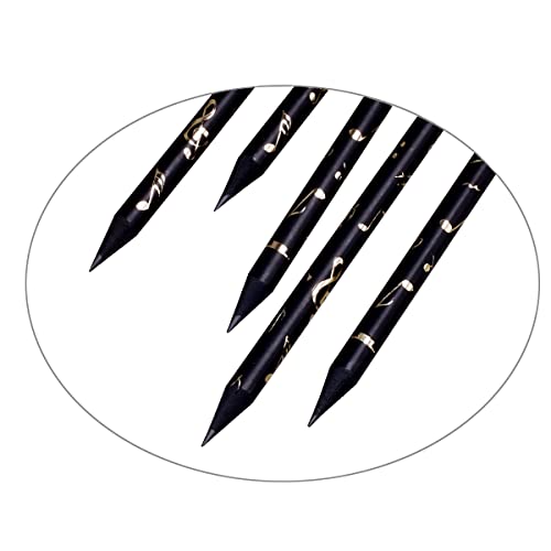 PUNK Artist Pencil Music Note Pre-Sharpened Pencils Charcoal Pencil with Diamond Top & Beautiful Musical Instruments Gold Plated Pendant(8 Pcs)