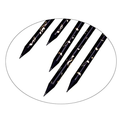 PUNK Artist Pencil Music Note Pre-Sharpened Pencils Charcoal Pencil with Diamond Top & Beautiful Musical Instruments Gold Plated Pendant(8 Pcs)