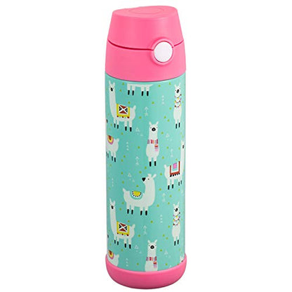 Snug Insulated Kids Water Bottle with Straw & Spout – Double-Wall Stainless Steel, Leakproof, Easy-Flip Lid – For School, Travel, Toddlers & Big Kids - Llamas, 17oz - color: Llamas, size: 16.9 Ounces